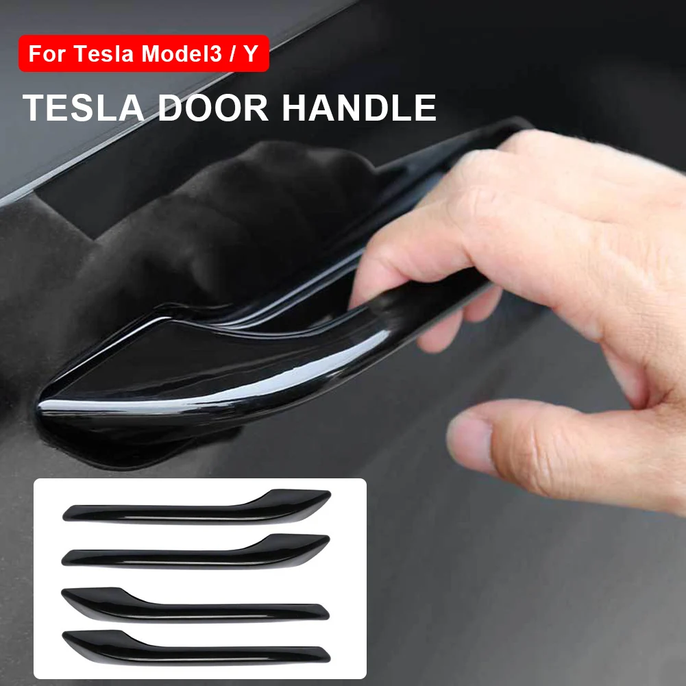 

4Pcs Car Door Handle Cover Set ABS Decorative Sticker Anti-Scratch Protector for Tesla Model 3 Y 2019-2021Decor Accessories
