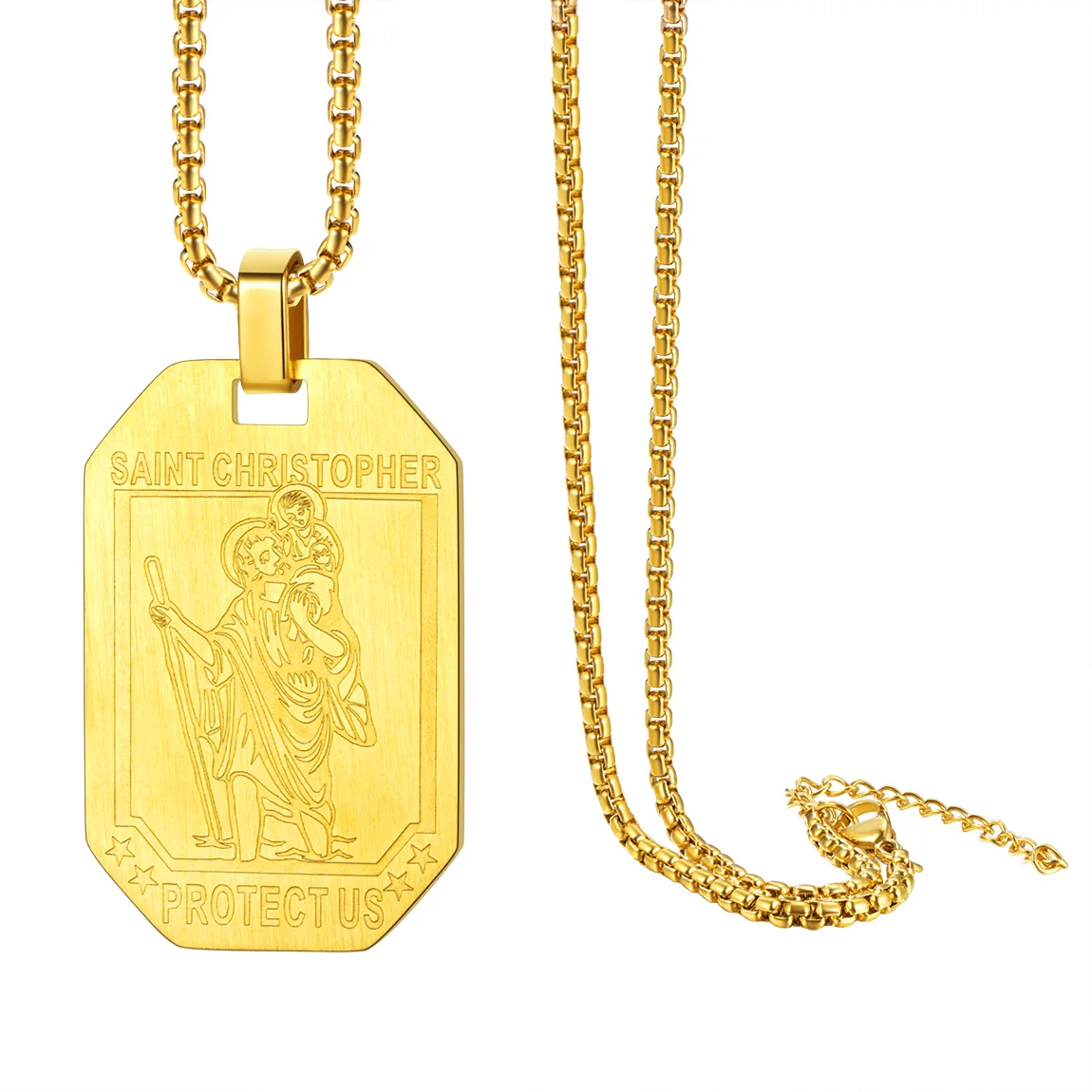 

Saint Christopher Protect Us Pendant Necklace,Stainless Steel OVA/Medal/Octogon Travellers Protection Patron Saint Pendant CP131