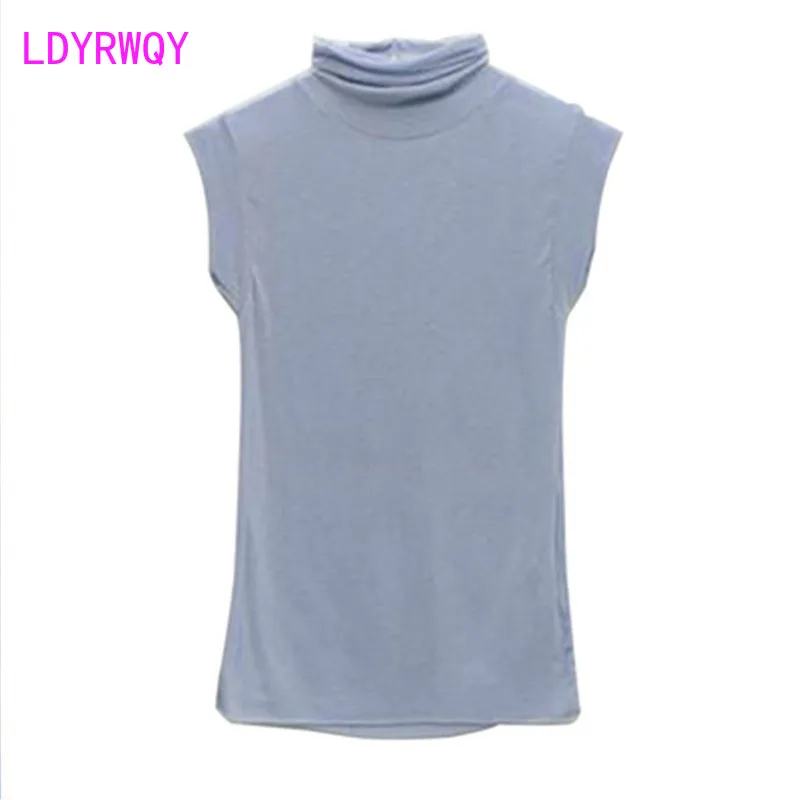 

LDYRWQY 2021 new high-neck camisole for women with tight-fitting sleeveless white bottoming