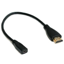 20cm D Type Female Micro HDMI-compatible  to HDMI-compatible  A Type Male Adapter Cable for Tablet Cell Phone