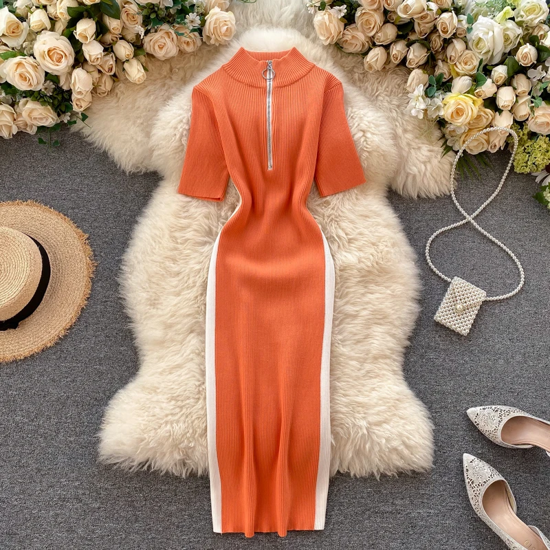 SINGRAIN Новинка женское трикотажное платье летняя одежда с коротким рукавом тонкая