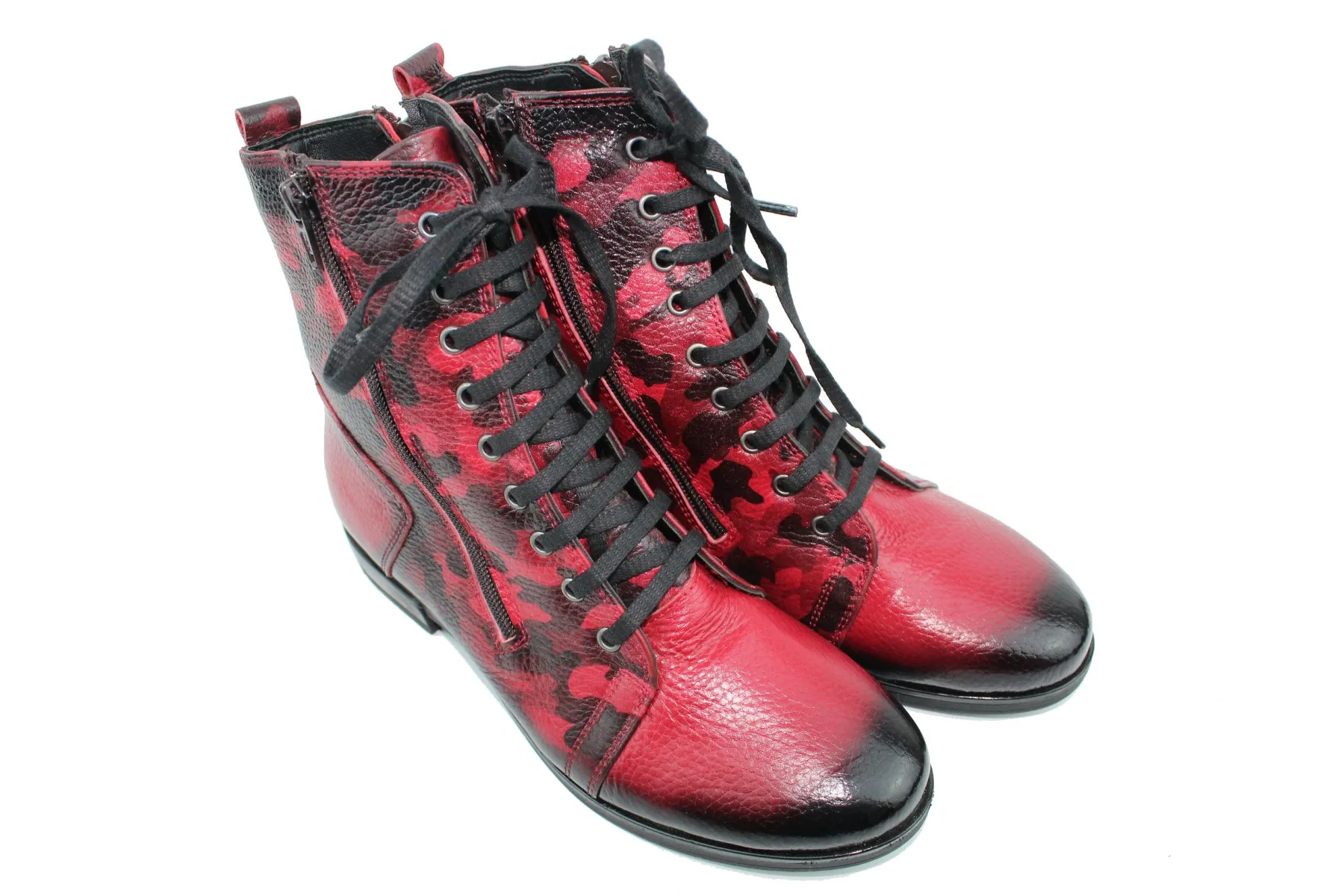

ZER Shoes Genuine Leather Black-Red Women Boots