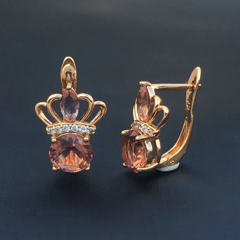 Женские серьги с зултанитом FFGems Crown из серебра 925 пробы розовым золотом вечерние