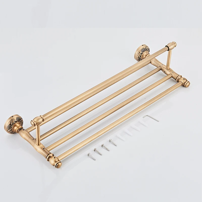 

European carved towel rack black pendant set space aluminum bathroom accessories rack can be punched folding towel rack