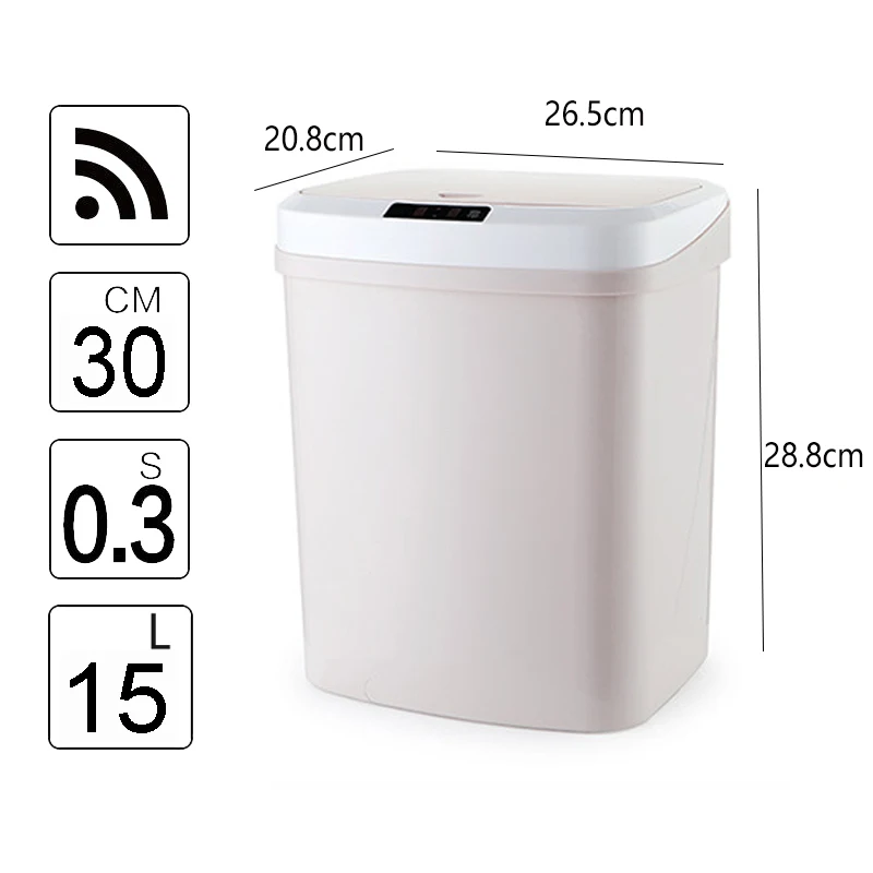 

Baffect 15L Recycle Bin Automatic Trash Can Intelligent Induction Motion Sensor Kitchen Bathroom Waste Bin Garbage Bag Holder