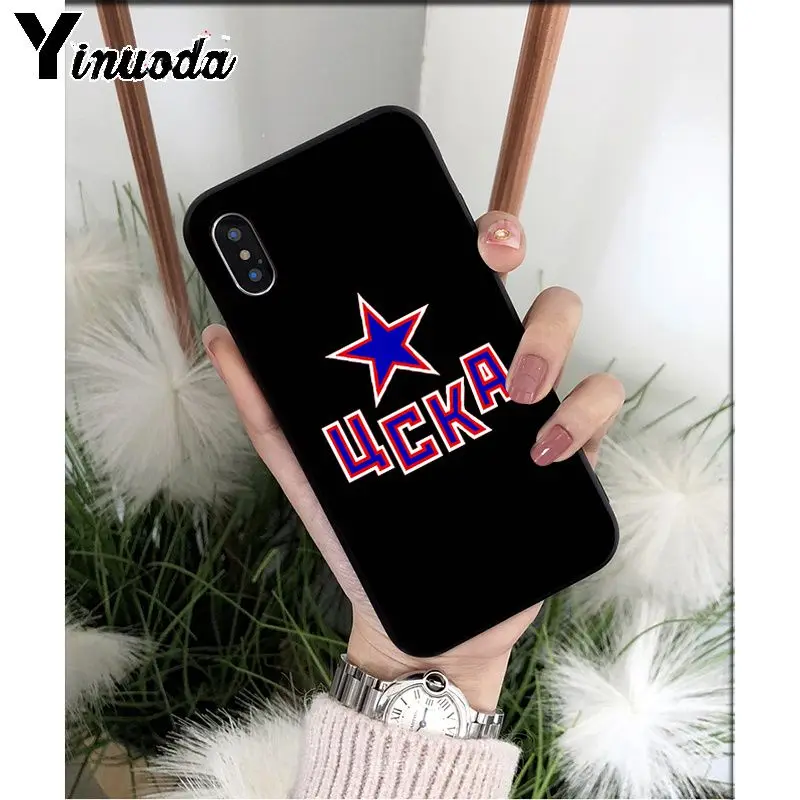 Yinuoda PFC ЦСКА, мягкий черный чехол из ТПУ для телефона iPhone 5 5Sx 6 7 7plus 8 8Plus X XS MAX XR
