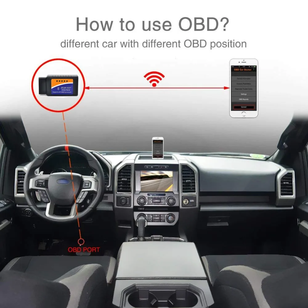 ELM327 WiFi или Bluetooth OBD2 OBDII автомобильный диагностический сканер считыватель
