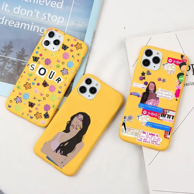 

Famous singer Olivia Rodrigo SOUR Phone Case For iphone 13 12 11 Pro Max Mini XS 8 7 6 6S Plus X SE 2020 XR Candy yellow cover