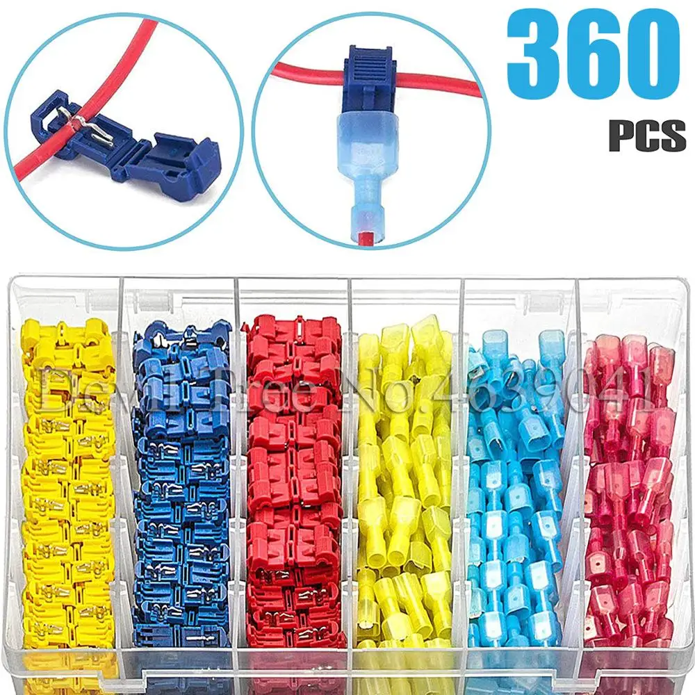 360 шт. Т-образные разъемы для проводов электрические быстрые соединения краны с