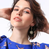 1pair fashion irregular sun moon rhinestone drop earrings pendant metal asymmetry long dangle earrings for women party jewelry
