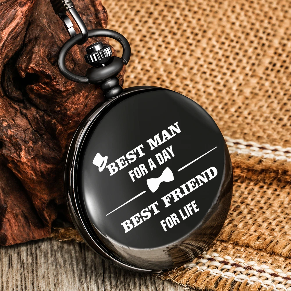 

BEST FRIEND FOR LIFE Pattern Pocket Watch Personalized Text Printed Pendant Watches Gift for Best Man Present for Friend