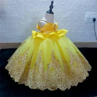 cute puffy yellow ball gown infant girl pageant dress flower girl dresses tulle satin first communion dress new year