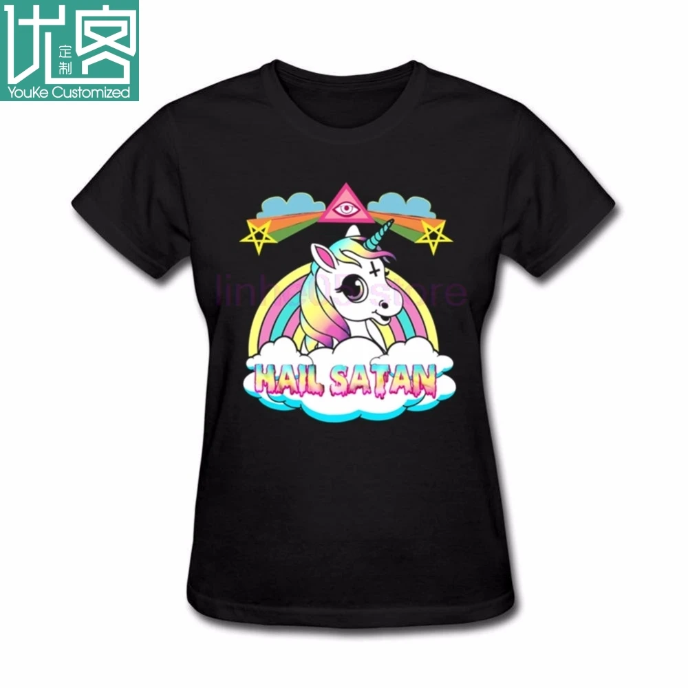 Новинка 2020 металлическая Футболка Death Мужская футболка Rainbown с надписью Hail Satan Kawaii