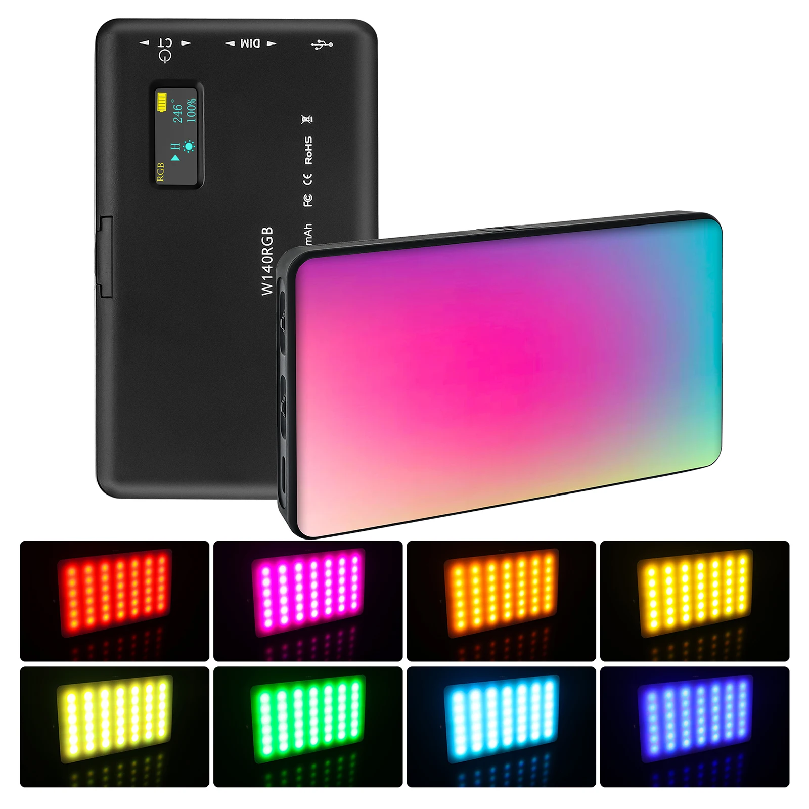 Luzes de Vídeo 2500 a 9000k Luxceo Fotografia Acessórios Câmeral Luz 8w 3100mah Led Painel Bolso Tamanho Lâmpada Regulável W140 Rgb