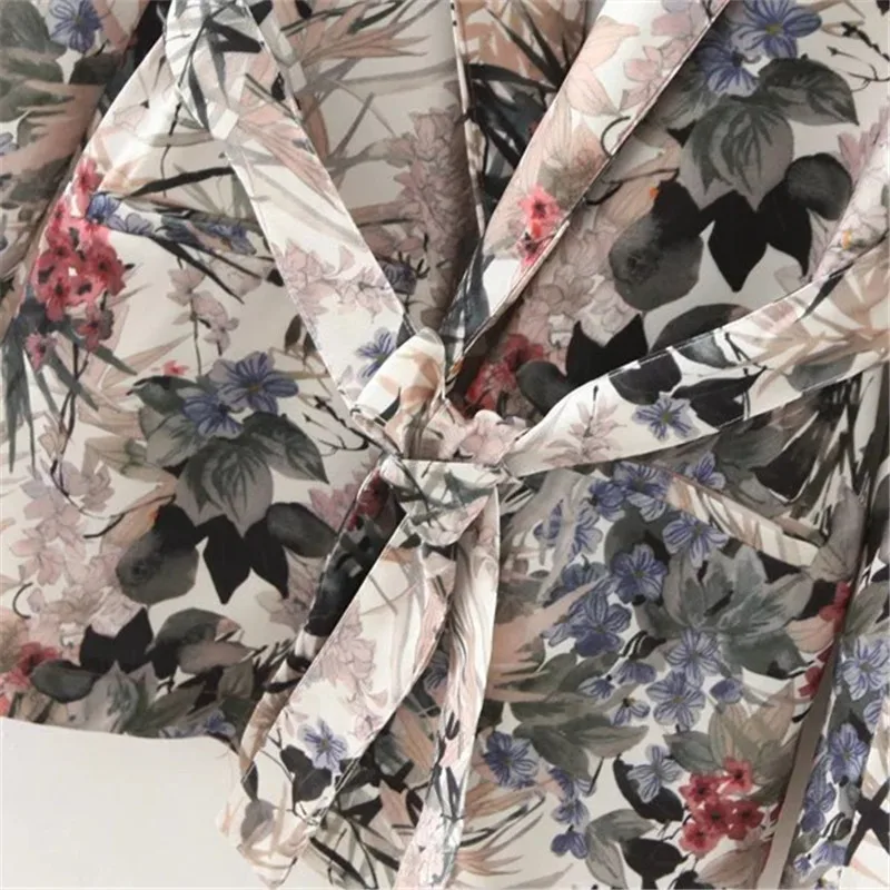 

Spring Autumn Vintage Ink Wash Print Set Women 2pc Loose Long Sleeve With Sashes Jacket Coat Long Pants Two Piece Outfits Female