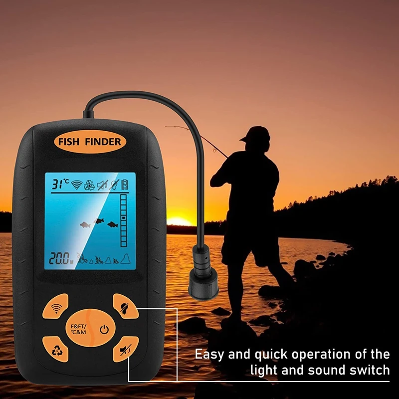 

Fish Finder Portable Boat Depth Fishing Handheld Fish Finders Depth with Sonar Transducer and LCD Display