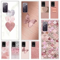 gold pink rose glitter hearts silicone case for samsung galaxy s21 ultra s20 fe s7 s8 s9 plus 5g s10e s10 lite soft cover fundas
