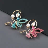 imitation pearl elf crystal cool brooches for women enamel with wing flower pin party office casual brooch pins gifts trinkets