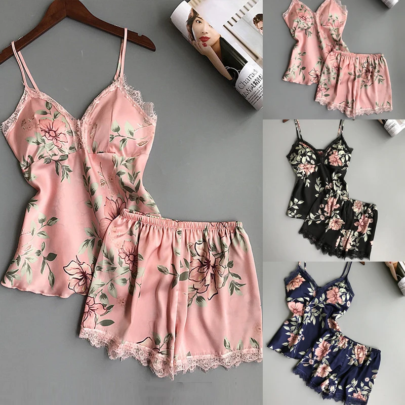 

Женское атласное кружевное нижнее белье Babydoll, ночное белье, шорты, пижамный комплект