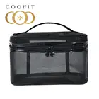 Прозрачная косметичка coofit, 1 шт., большая емкость, модный органайзер для туалетных принадлежностей, черная косметичка