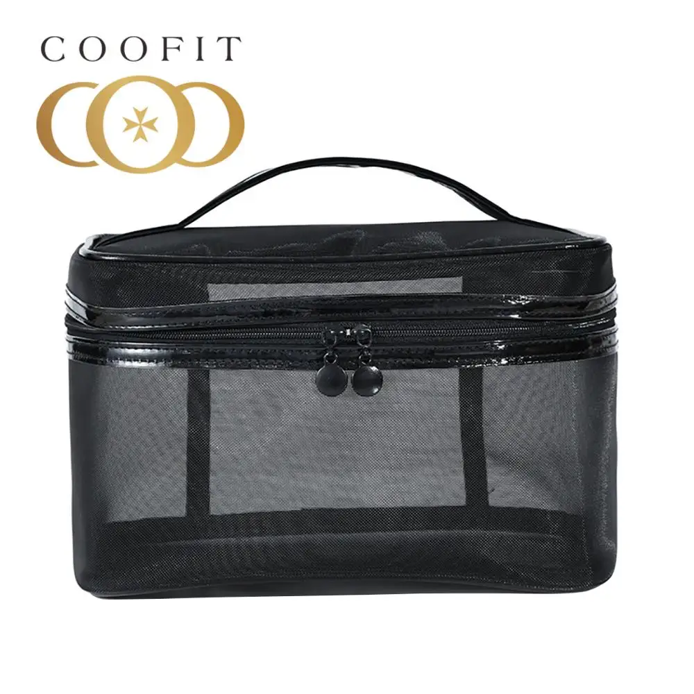 Прозрачная сумка для макияжа coofit портативная марлевая вместительная модная