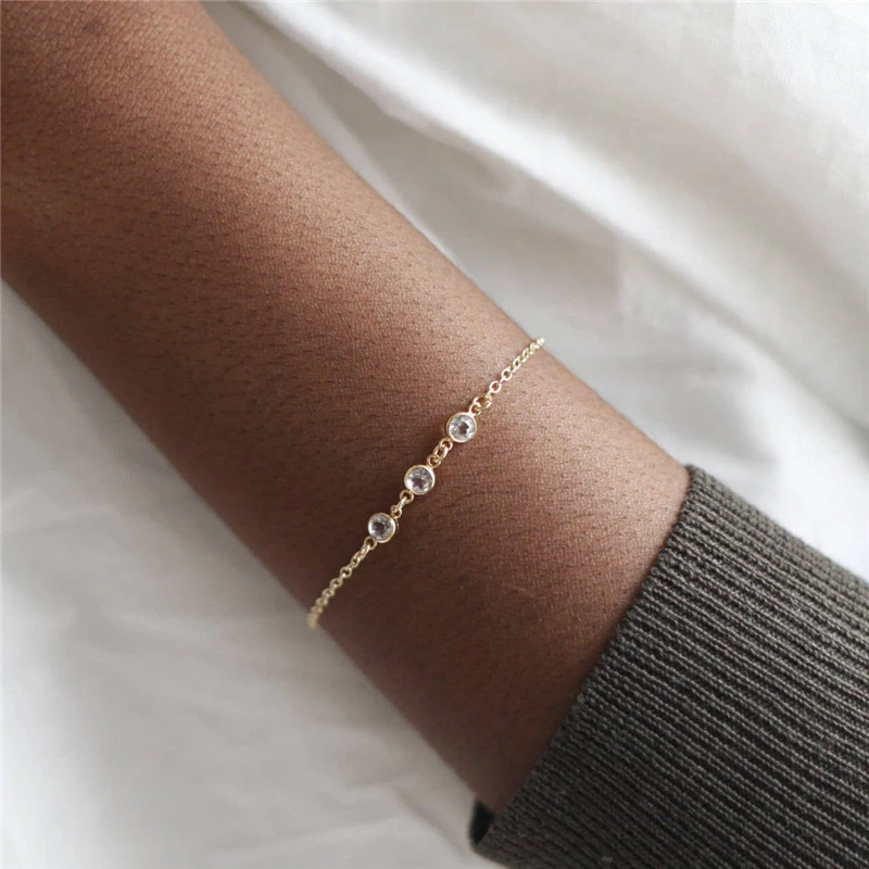 

14K Gold Filled Zircon Bracelet Handmade 4MM/6MM Zircon Jewelry Boho Charms Bracelets Bridesmaid Gift Vintage Anklets for Women
