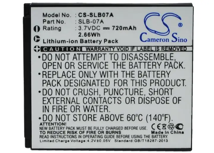 Cameron sino 720 мА/ч Батарея для SAMSUNG ST50 ST500 ST550 ST600 TL100 TL205 TL210 TL220 TL225 TTL 20 SLB 07A Камера