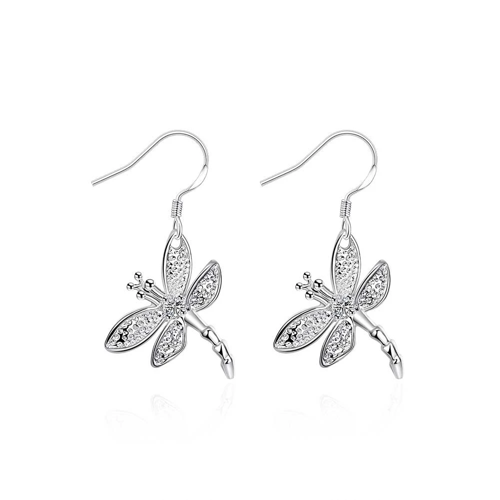 

ZEMIOR Silver Color Dragonfly Earrings Meticulous Graceful Refined Earring For Women Fashion Jewelry Valentine Day Best Selling