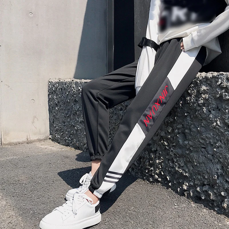 

Women Casual Loose High-Elastic Side Print Leggings Harajuku Feet Nine Points Sports Pants Hot Sale