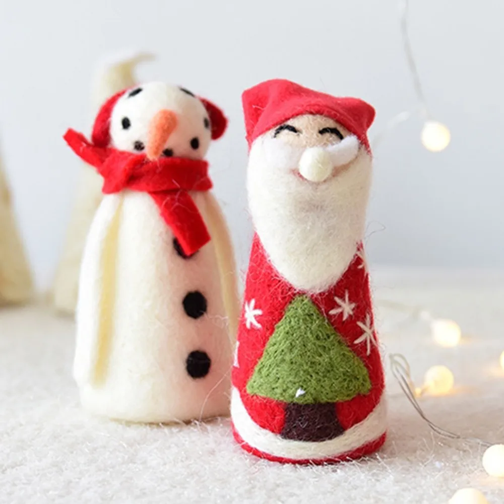 Мультяшные рождественские шерстяные войлочные украшения милые Подвески в виде