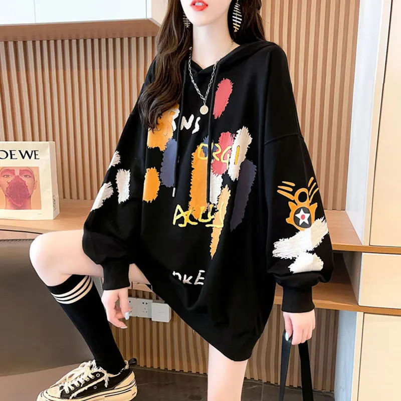 

Design sense net red sweater women hooded long sleeve western style spring and autumn thin loose jacket jacket