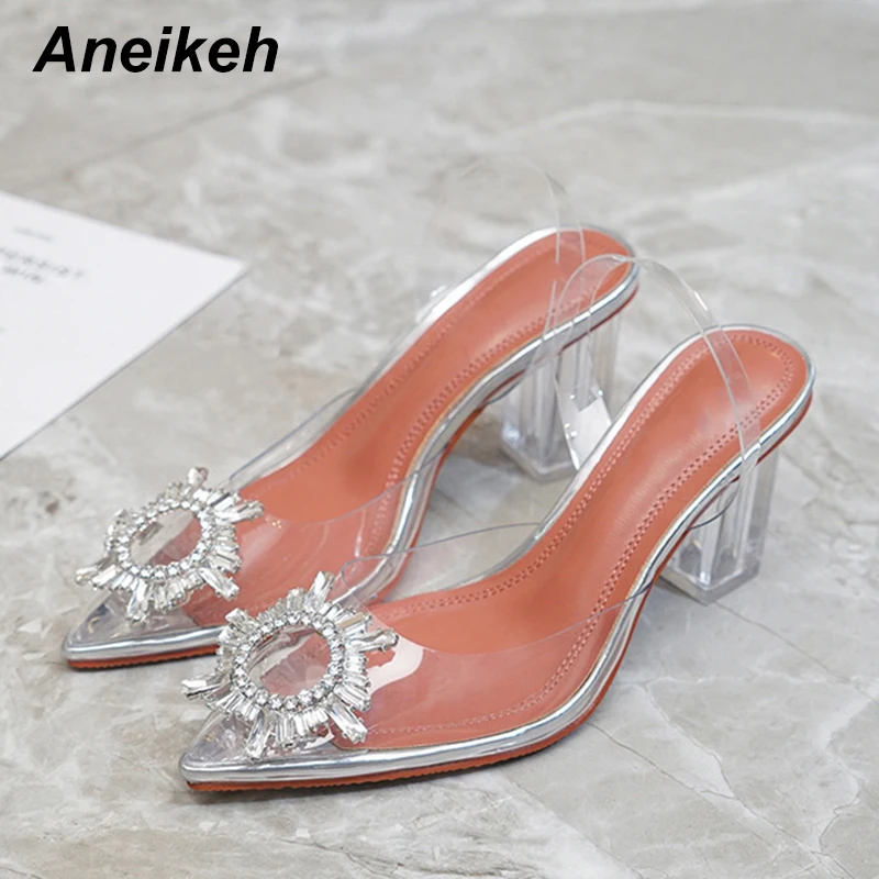 Сандалии Aneikeh женские прозрачные босоножки из ПВХ с подсолнухами высокий каблук