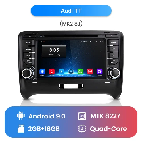2GB - 16GB Junsun 4G+ 64G 2 DIN автомобильный DVD помощи при парковке gps для Audi TT MK2 8J 2006 2007 2008 2009 2010 2011 2012 автомобильный мультимедийный плеер радио - Цвет: 2GB - 16GB