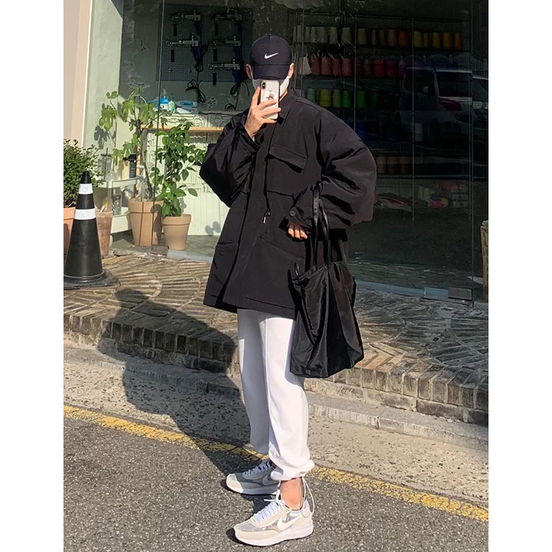 Winter Jacket Men Warm Fashion Thickened Pocket Jacket Men Streetwear Korean Loose Black Thick Short Coat Mens Parker Clothes