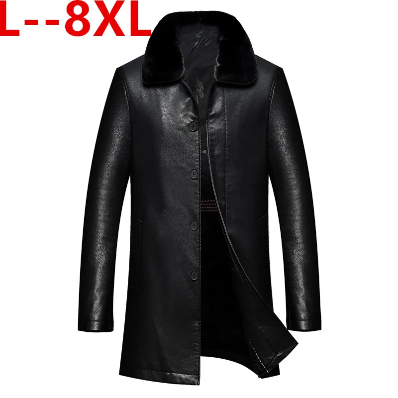 

5XL 6XL Big 4XL 8XL Hot Sale Brand Winter Thick Garment Casual flocking Men's Clothing Leather Jacket Men
