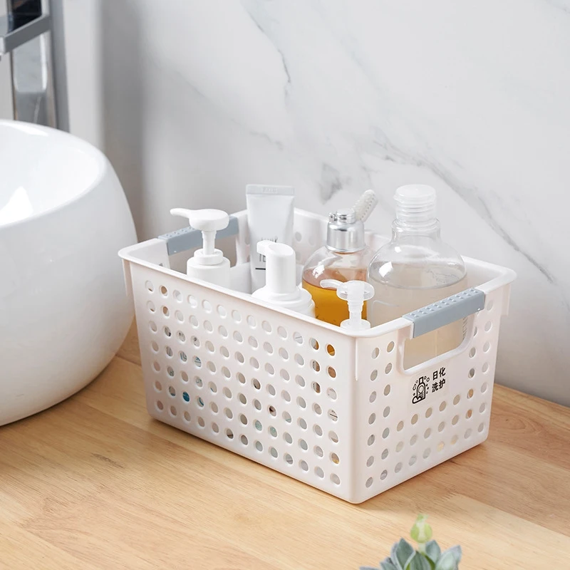 

Hot 6Pcs Clear Plastic Storage Basket Trays 6 Pack Plastic Storage Organizing Baskets Weave Basket Bins with Handle
