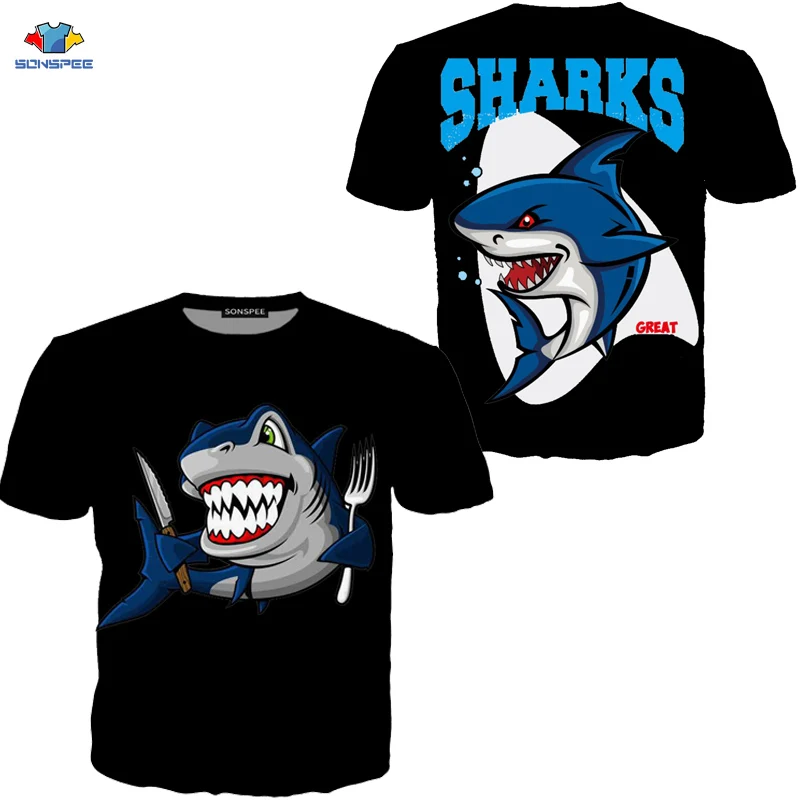 SONSPEE/футболка с объемным изображением морской жизни акулы модная