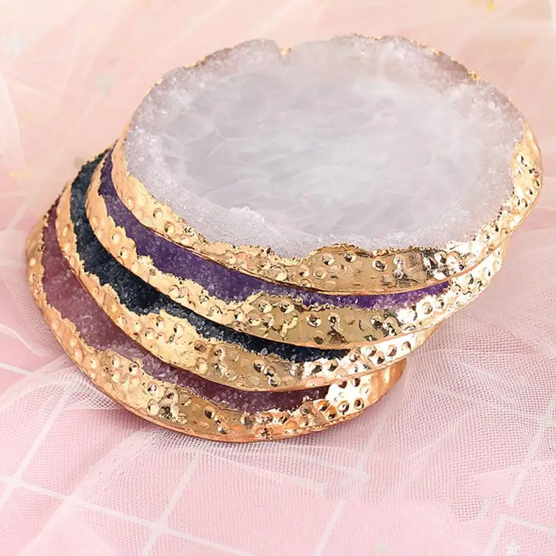 

4 Colors Golden Edge Nail Art Painting Palette Mix Resin Stone Pigment Holder Nail Showing Shelf Nail Art Tool