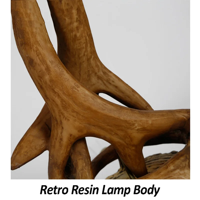 

American Retro Resin Antler Table Lamp Bedroom Bedside Living Room Classical Desk Light Cafe Bar KTV Hotel Decoration Lights
