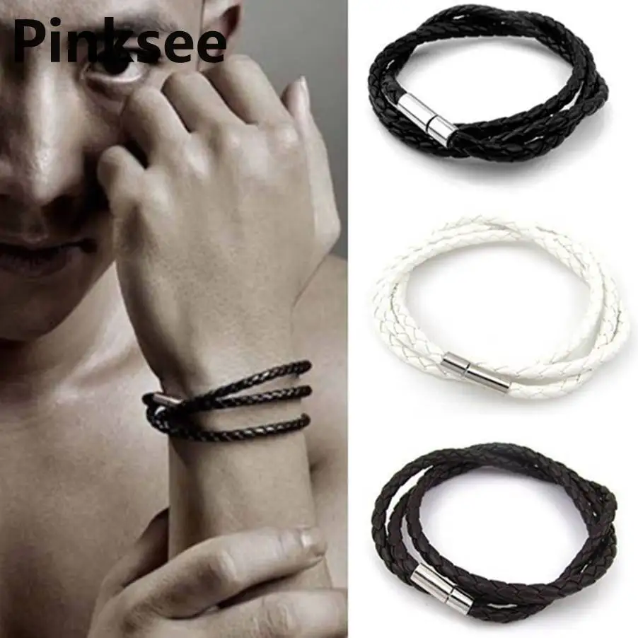 1 шт. панк конопляная коса Серфер с заклепками широкая пряжка кожаный браслет