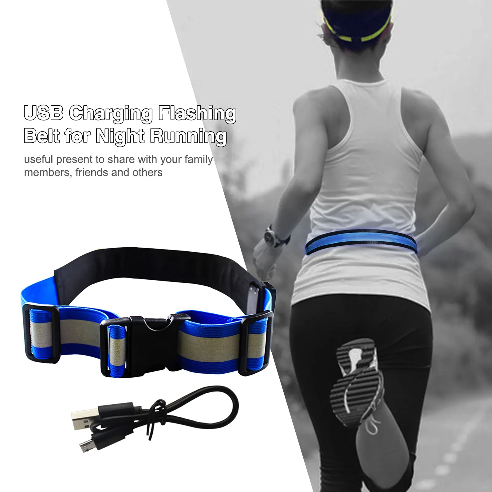 

LED Running Waist Belt USB Rechargeable Glowing Waistband USB Charging Night Running Flash Belt LED Luminous Belt