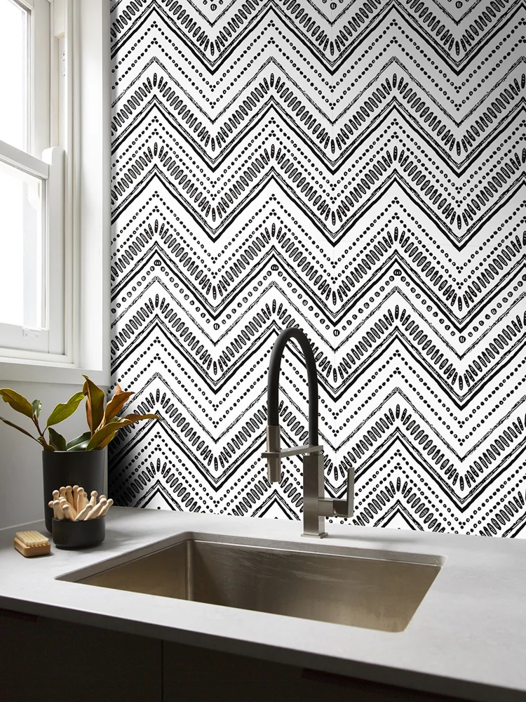 Современная круглая овальная полоса самоклеящаяся бумага для стен черная белая