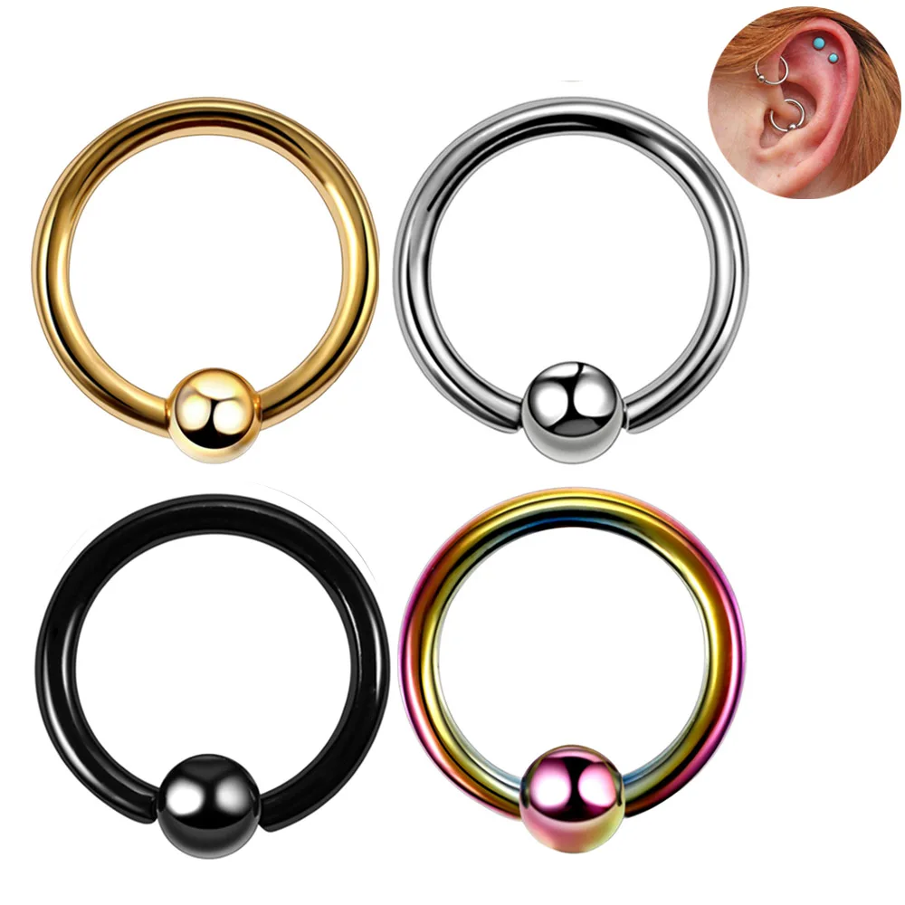 

1PC Stainless steel body piercing earrings lip nose breast ring female ball card ball jewelry