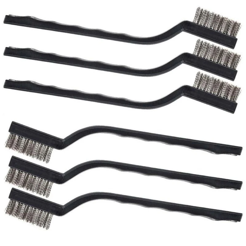 

6x MINI STAINLESS STEEL BRASS WIRE BRISTLE BRUSH RUST REMOVAL CLEANING TOOL KIT