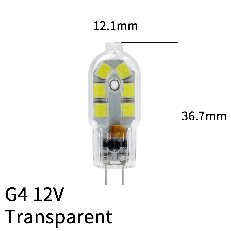 G4 12V Transparent Светодиодная лампа G4 G9 DC 12 V/AC 220V 2W SMD 2835 прозрачная/молочно-белая люстра-прожектор Светодиодная лампа сменная галогеновой лампы - Испускаемый цвет: G4 12V Transparent