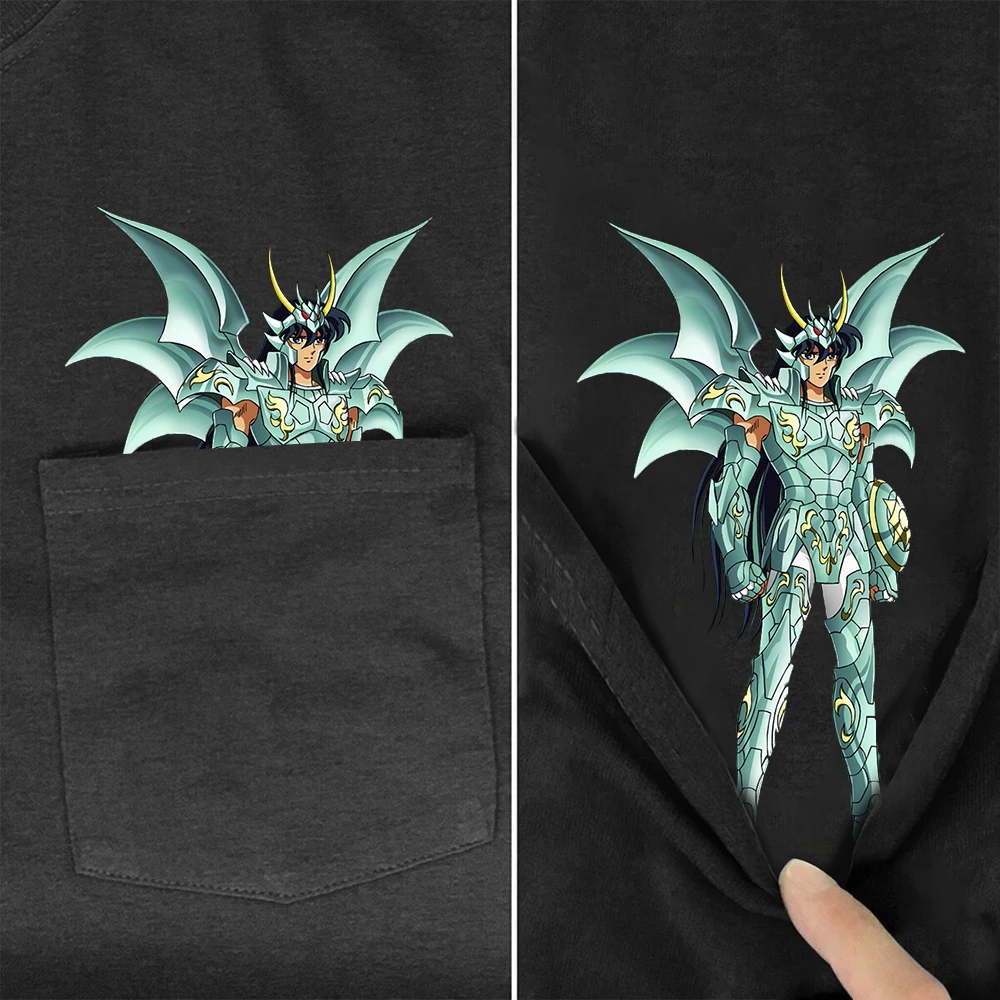 

FiiShiMi Power Funny 100% Cotton T-Shirt Popular Brand Pocket Anime The Knights of The Zodiac Tshirt Men Harajuku T-Shirt Cotton