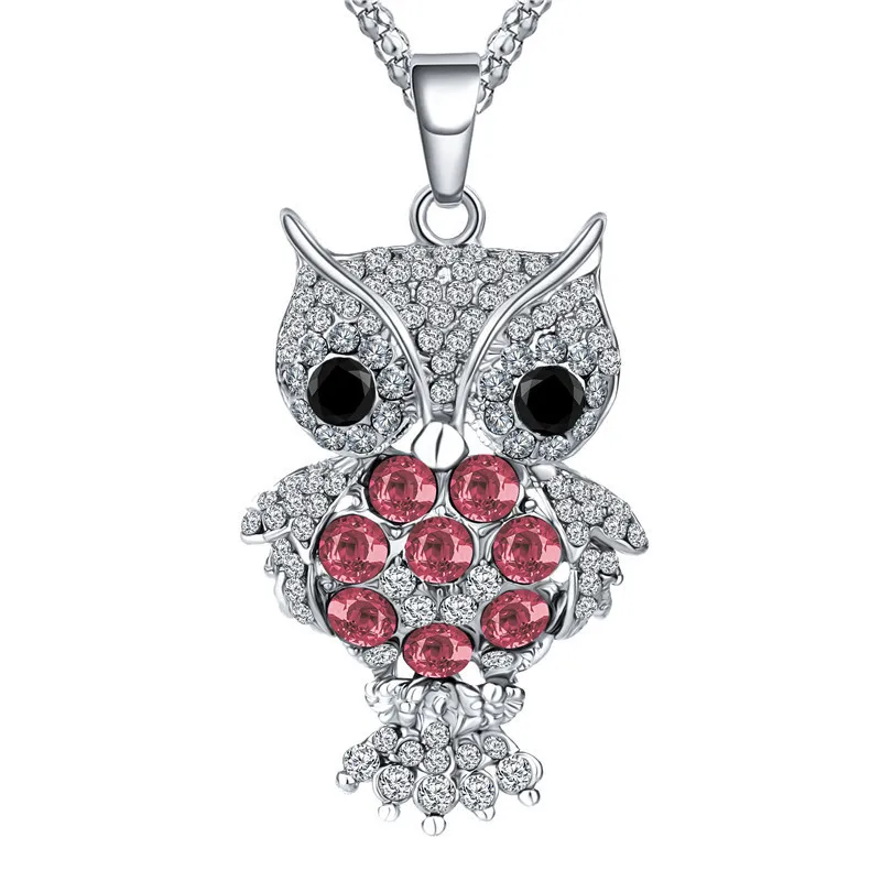 Ретро Хрустальная Сова кулон ожерелье модный свитер цепь ювелирные изделия