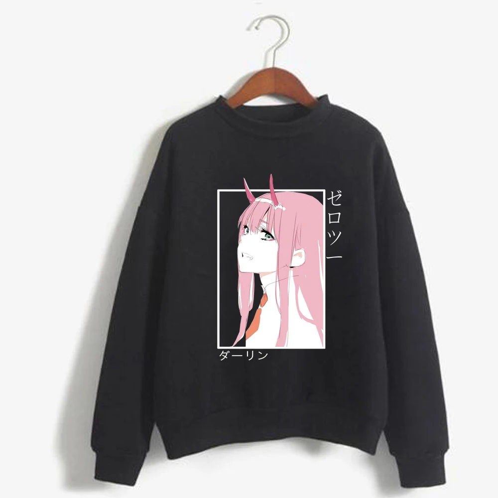 

Hot Anime Zero Two Hoodie Long Sleeves Loose O-neck Woman Casual Cloth