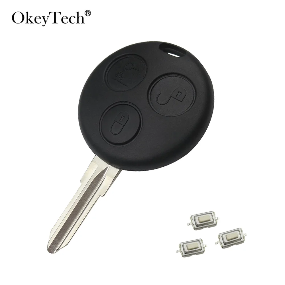 OkeyTech 3 кнопки Замена ключа автомобиля оболочки для Mercedes Benz SMART Fortwo 450 Forfour Roadster чехол Fob с микро-переключателем