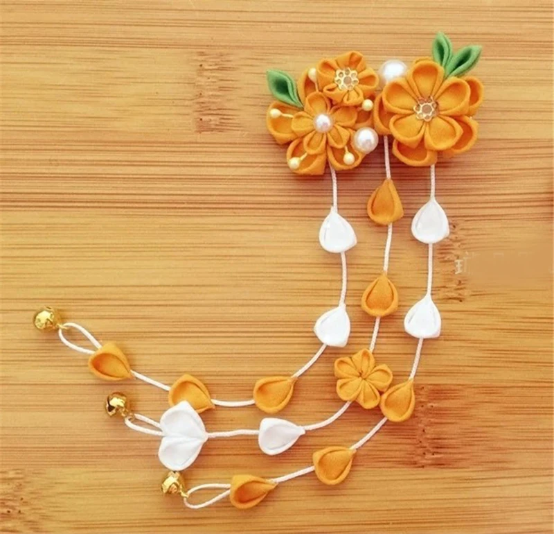 Ручная работа японский стиль Сакура кисточка заколка для волос кольцо кимоно